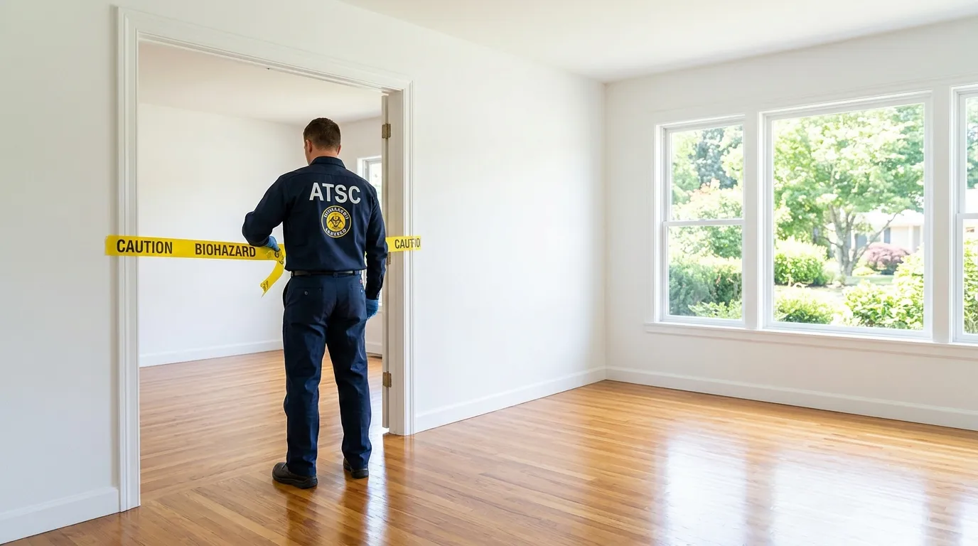 Certified biohazard cleanup crew performing Decomposition Cleanup in Columbia Falls